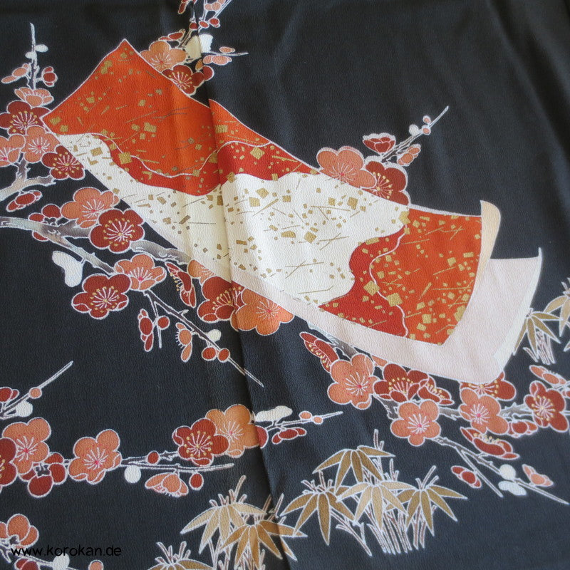 Tomesode Shikishi in Kirschzweigen Seiden Kimono Karieba