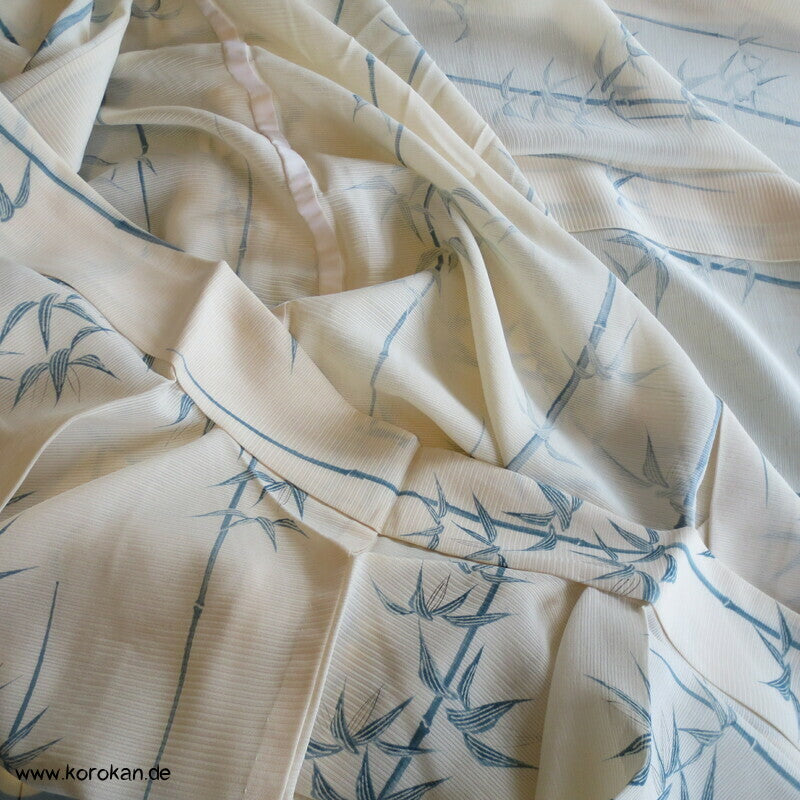 blaues Bambusmuster Hitoe Kimono, Rho Seide