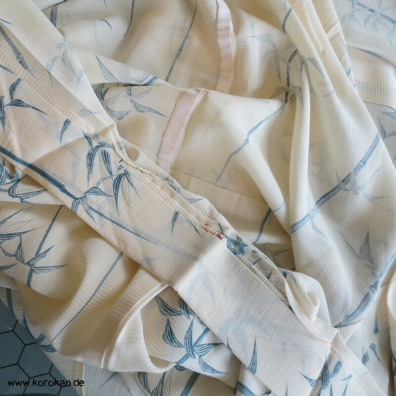 blaues Bambusmuster Hitoe Kimono, Rho Seide