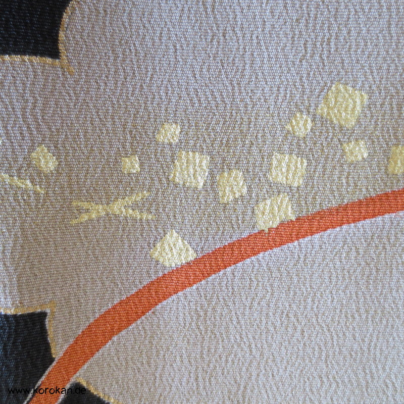 Tomesode Fächer, Wolke, Bänder Seiden Kimono Karieba