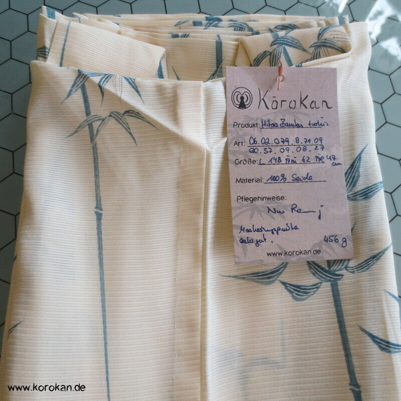 blaues Bambusmuster Hitoe Kimono, Rho Seide