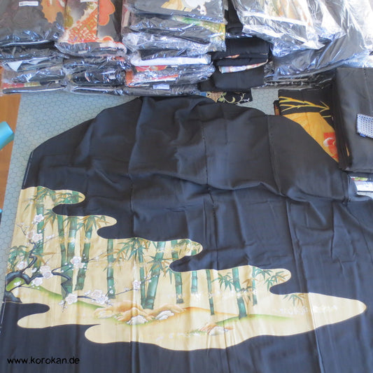 Tomesode Bambuswäldchen, Kirschblüten Seiden Kimono Karieba