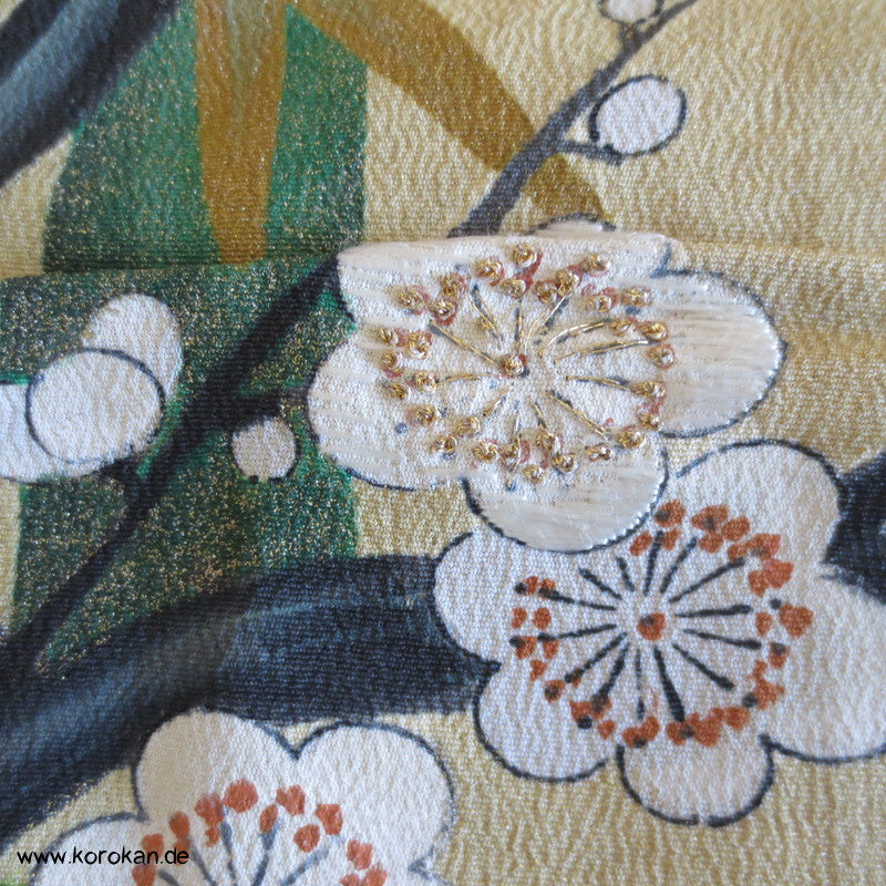 Tomesode Bambuswäldchen, Kirschblüten Seiden Kimono Karieba