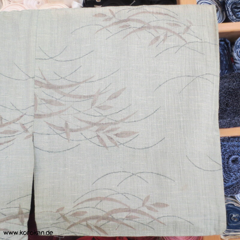 schilfgrünes Gräsermuster Hitoe Jofu Kimono - Hanfkimono für Sommer