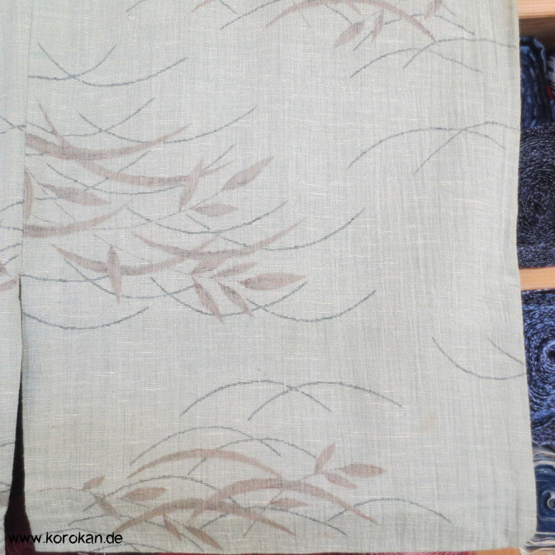 schilfgrünes Gräsermuster Hitoe Jofu Kimono - Hanfkimono für Sommer