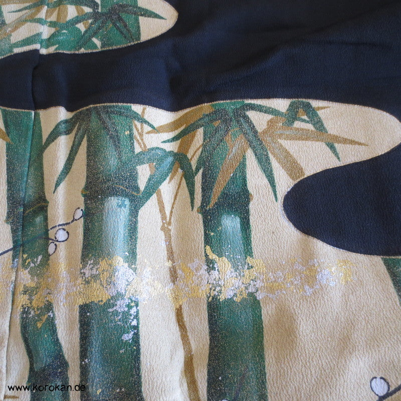 Tomesode Bambuswäldchen, Kirschblüten Seiden Kimono Karieba