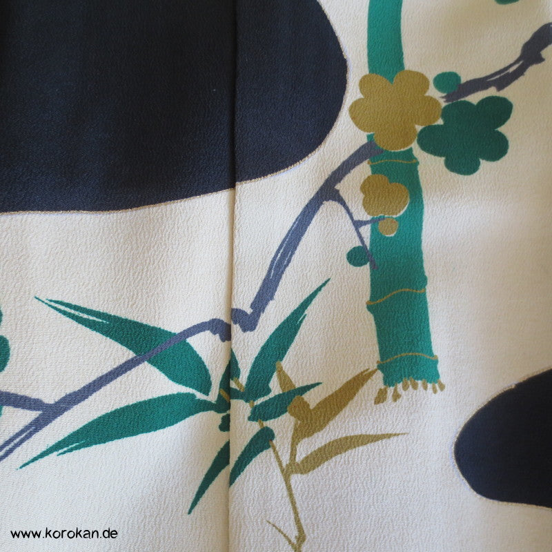 Tomesode Bambuswäldchen, Kirschblüten Seiden Kimono Karieba