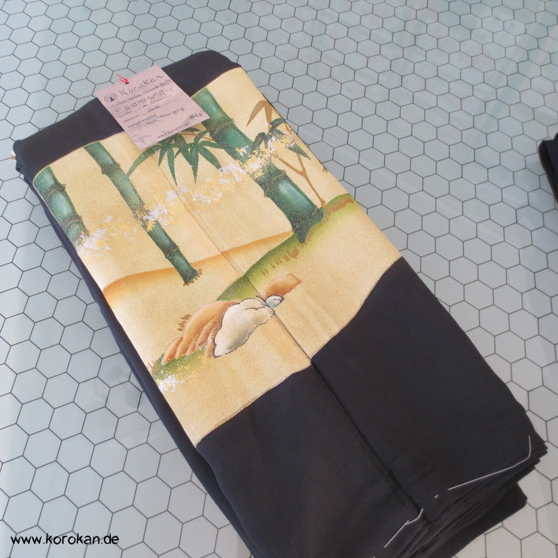 Tomesode Bambuswäldchen, Kirschblüten Seiden Kimono Karieba