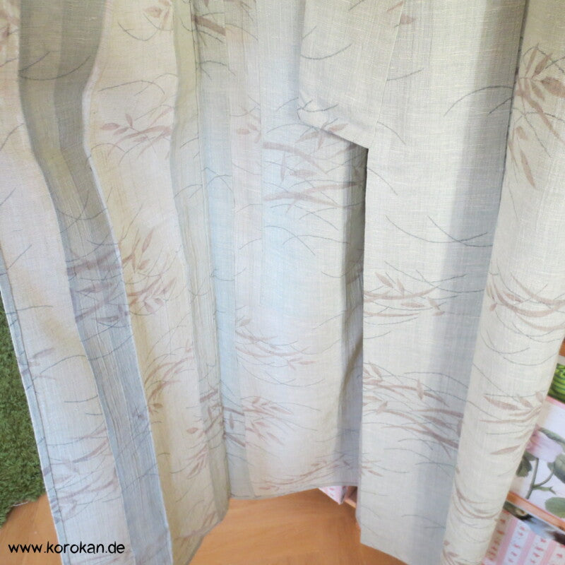 schilfgrünes Gräsermuster Hitoe Jofu Kimono - Hanfkimono für Sommer