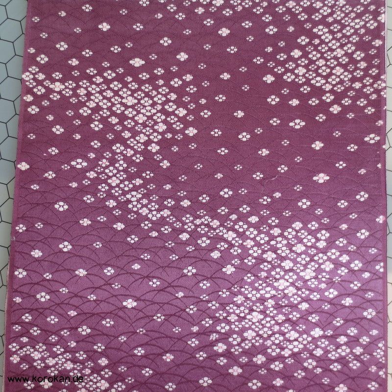 Gräser mit Blütenwellen Wolle / Seide Damast Kimono Stoff