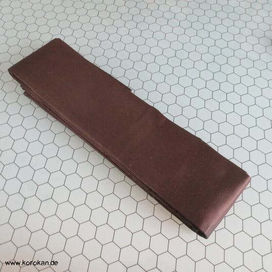 japanischer dunkelbrauner Seidensatin Kaku Obi Kimonogürtel