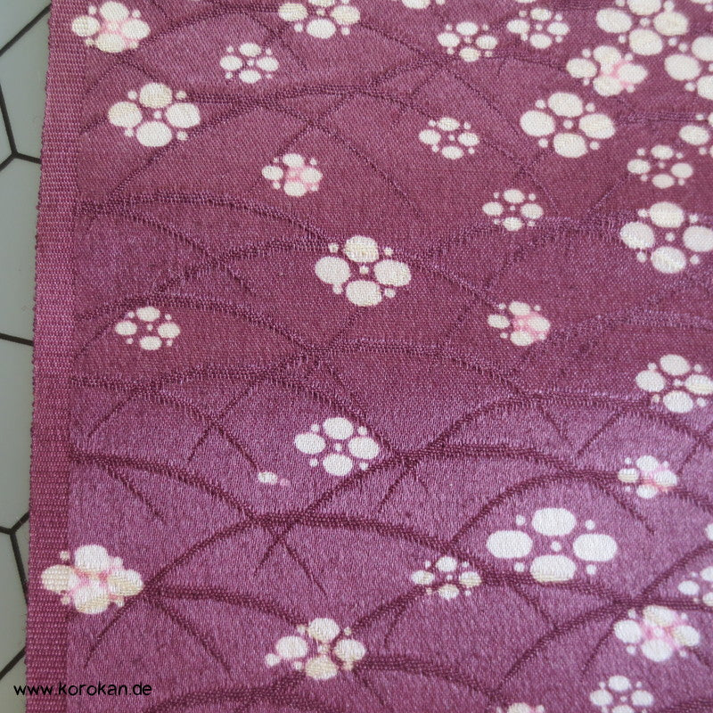 Gräser mit Blütenwellen Wolle / Seide Damast Kimono Stoff