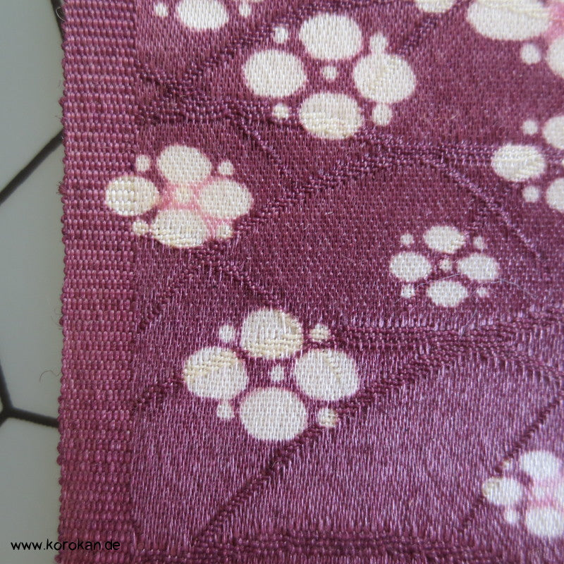 Gräser mit Blütenwellen Wolle / Seide Damast Kimono Stoff