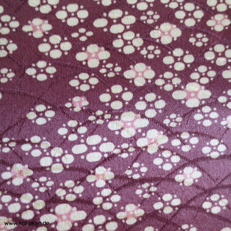 Gräser mit Blütenwellen Wolle / Seide Damast Kimono Stoff