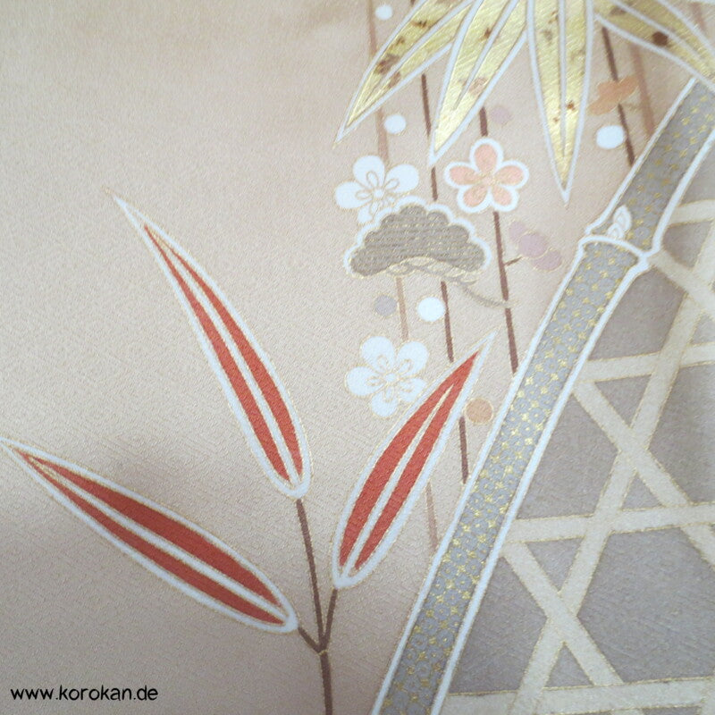 gold beige Bambusgitter und Blätter Homongi