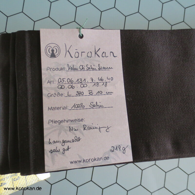 japanischer dunkelbrauner Seidensatin Kaku Obi Kimonogürtel