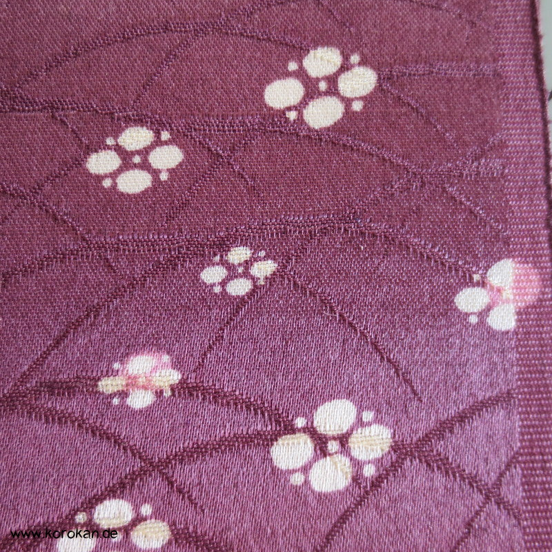 Gräser mit Blütenwellen Wolle / Seide Damast Kimono Stoff
