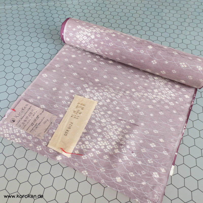 Gräser mit Blütenwellen Wolle / Seide Damast Kimono Stoff
