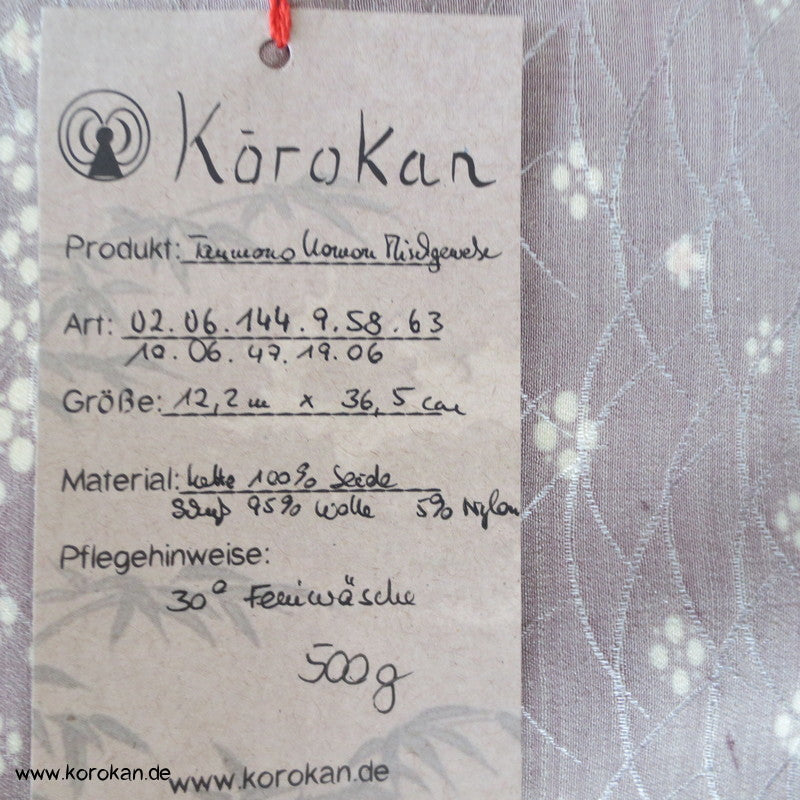 Gräser mit Blütenwellen Wolle / Seide Damast Kimono Stoff