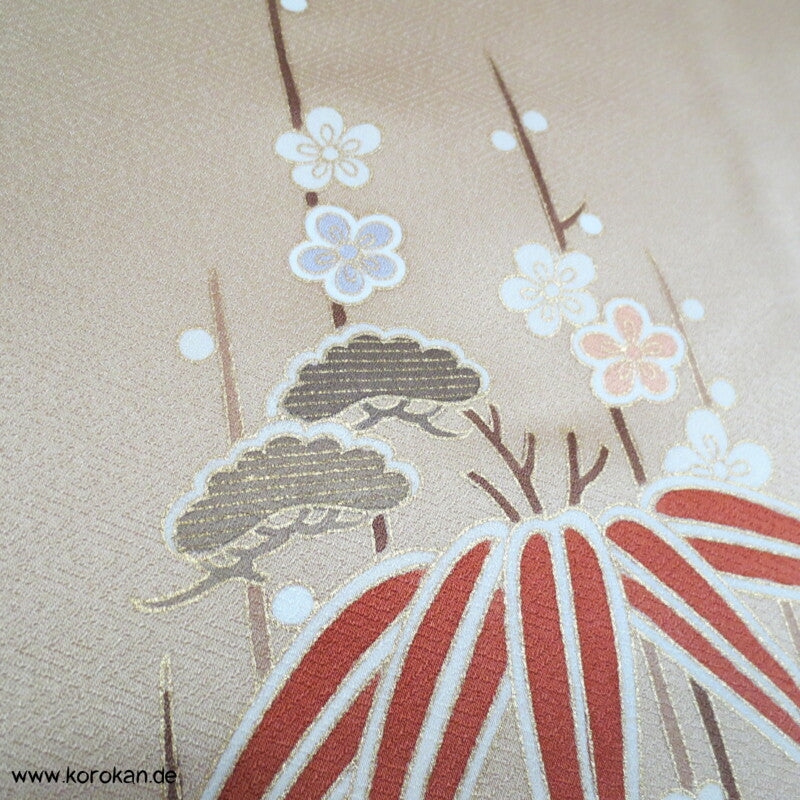 gold beige Bambusgitter und Blätter Homongi