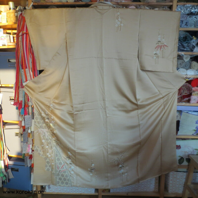 gold beige Bambusgitter und Blätter Homongi