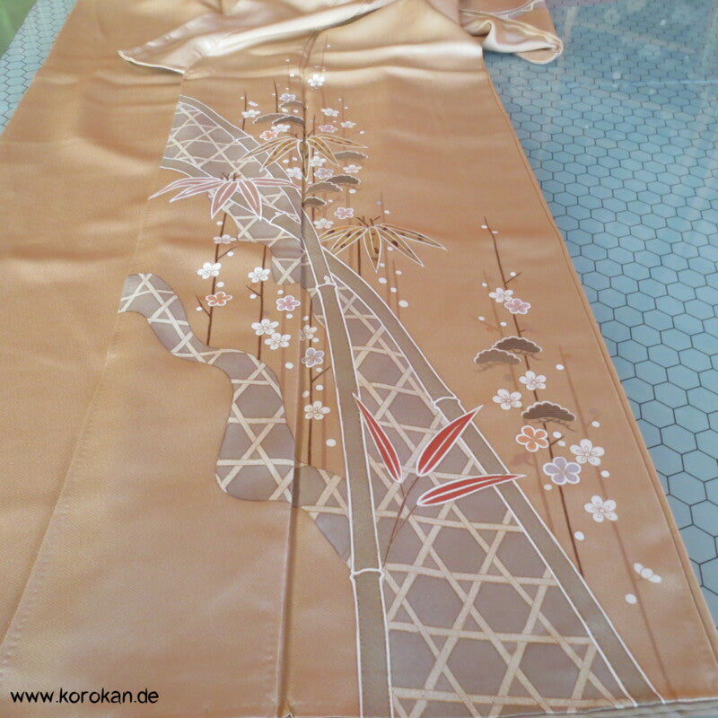 gold beige Bambusgitter und Blätter Homongi