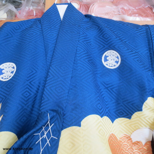 Furisode - Prachtkimono für kleine Jungen, Kranich, Goldstickerei