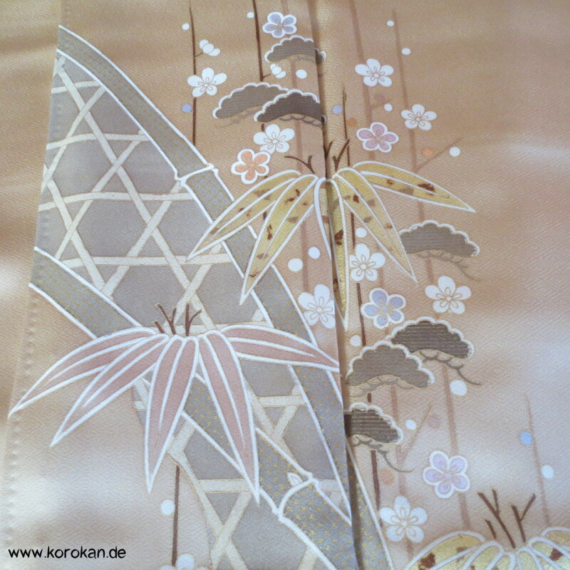 gold beige Bambusgitter und Blätter Homongi