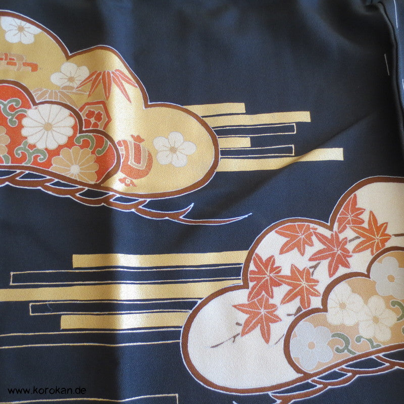 Tomesode Pinien Seiden Kimono - üppig Gold Karieba