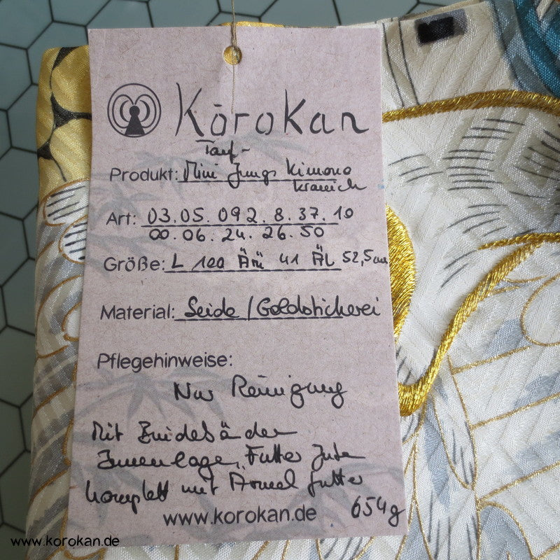 Furisode - Prachtkimono für kleine Jungen, Kranich, Goldstickerei