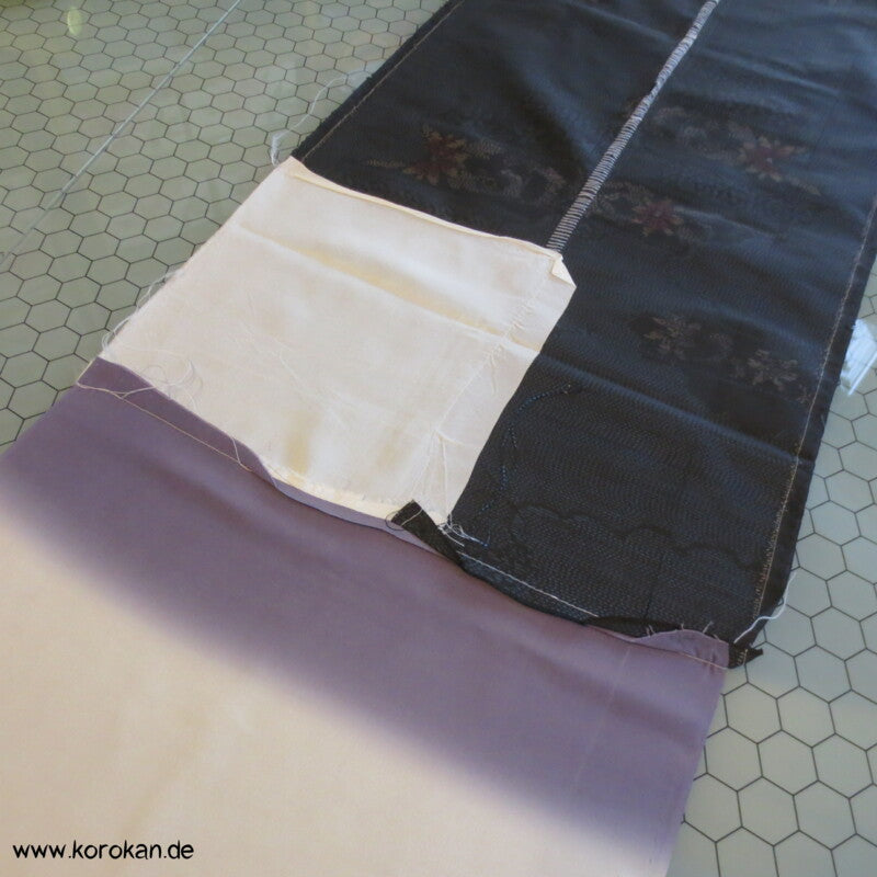 Blütenwolken Kasuri Tsumugi Seide, mit Bokashi Hakakke, Araihari Kimono