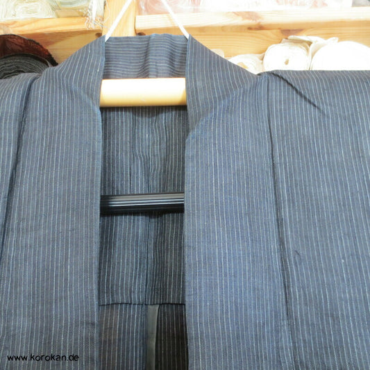 feinst gestreifter Ramie / Seide / Hanf Hitoe ungefütterter Kimono
