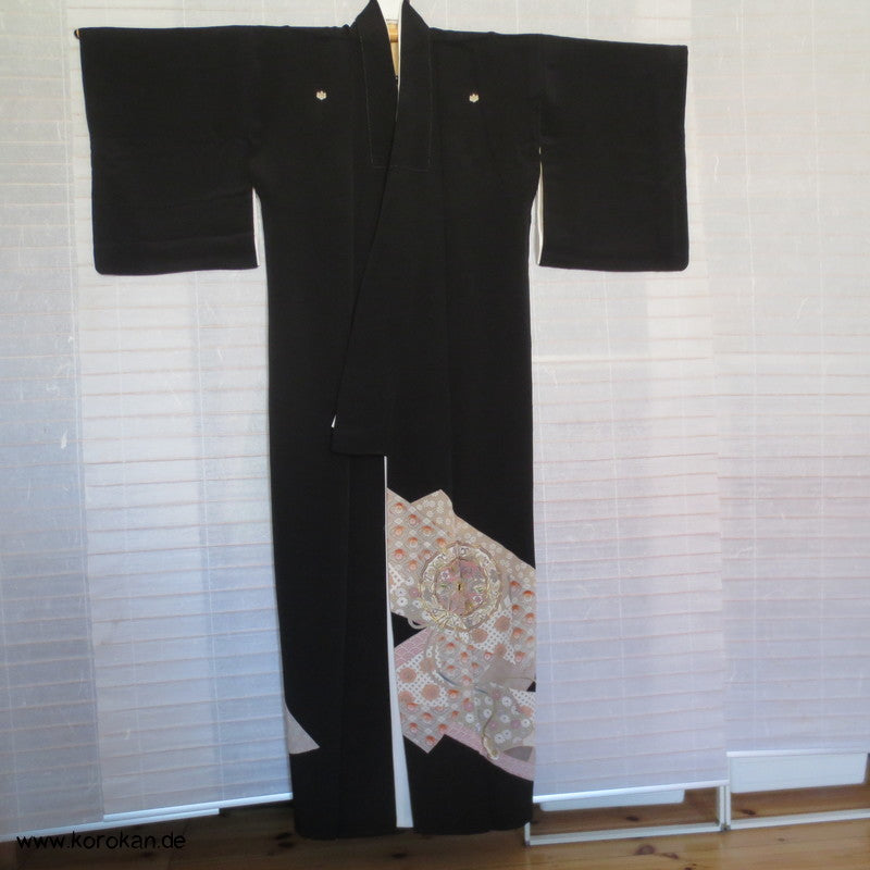 Spiegel in pastell - silber Tomesode seidener Kimono