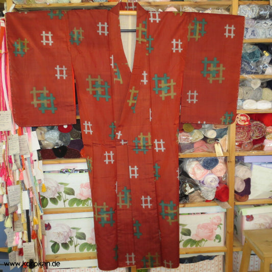 Igeta Kasuri Meisen Seiden Kimono mit Baumwollfutter