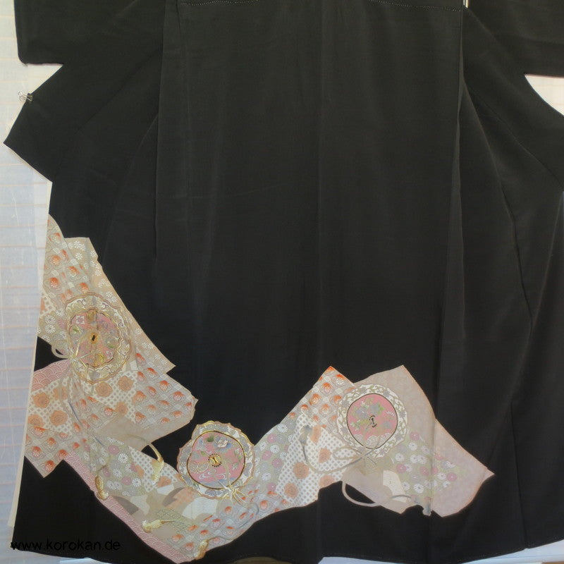Spiegel in pastell - silber Tomesode seidener Kimono