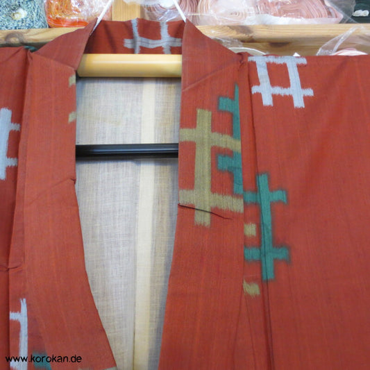 Igeta Kasuri Meisen Seiden Kimono mit Baumwollfutter