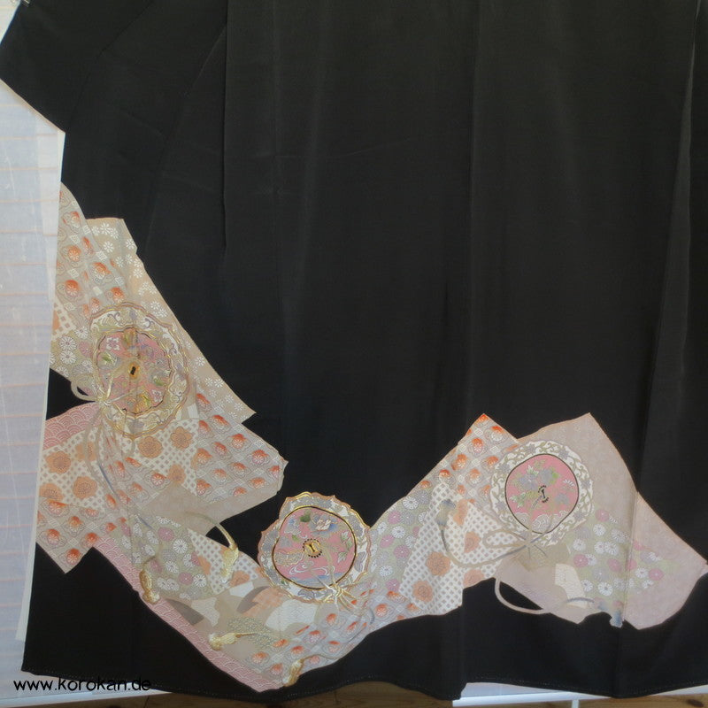 Spiegel in pastell - silber Tomesode seidener Kimono
