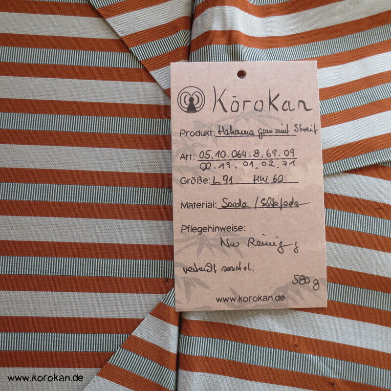 zimt - grau gestreifte Seidenrips Hakama - Umanori Kimono Hosen-Typ