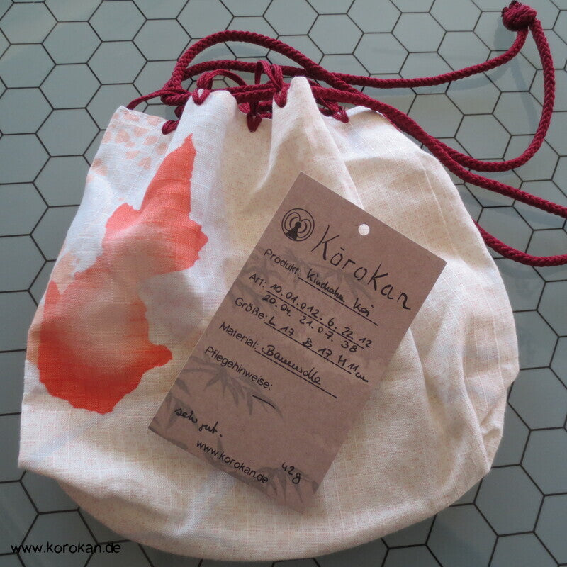 Kinchaku Zugbeutel - Tasche Baumwolle für Yukata Kimono, Goldfisch