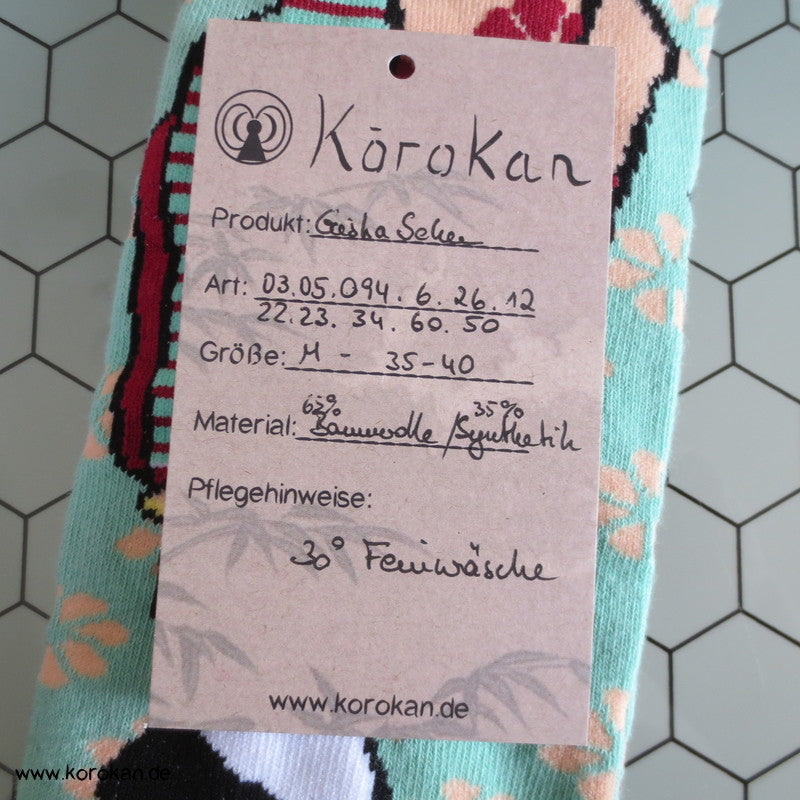 große bunte Socken ohne Zehenabtrennung mit Japanmotiven