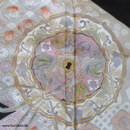 Spiegel in pastell - silber Tomesode seidener Kimono