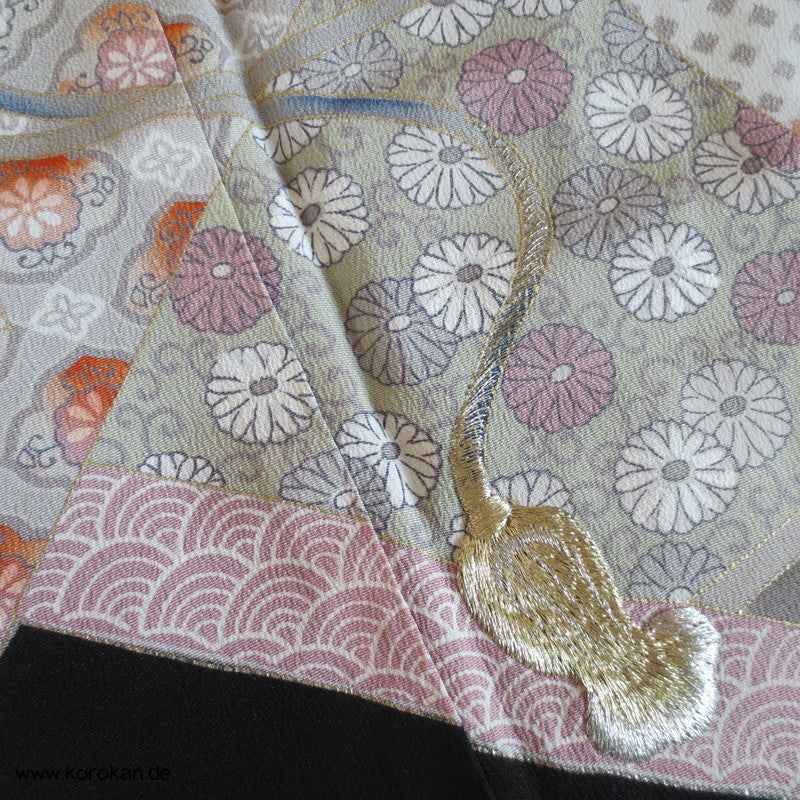 Spiegel in pastell - silber Tomesode seidener Kimono