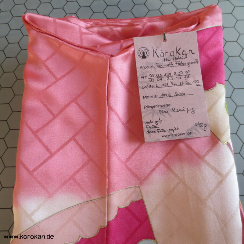 gemalte Fächer Higaki Seidendamast antiker Furisode, nur als Material