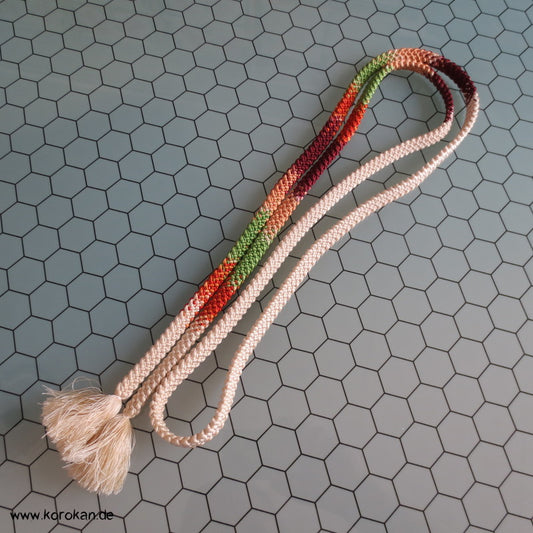 bunter Verlauf grün - braun Obijime, geflochten