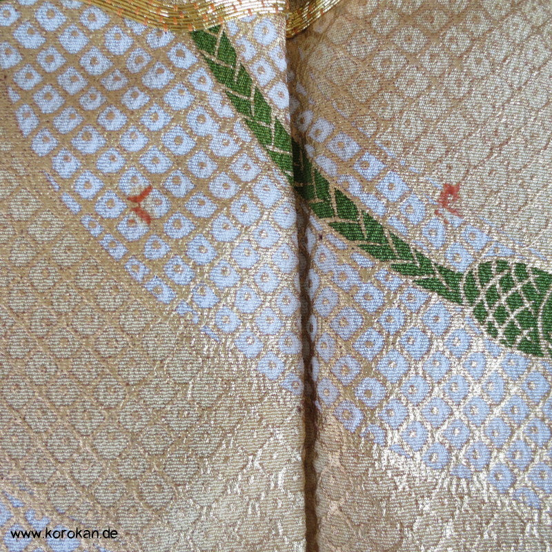 grün - goldene Spiegel Tomesode Seiden Kimono