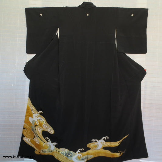 goldgestickter Tsunami Tomesode Seiden Kimono