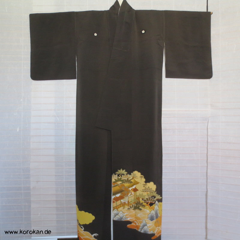 Haus mit Garten - Stickerei Tomesode Seiden Kimono