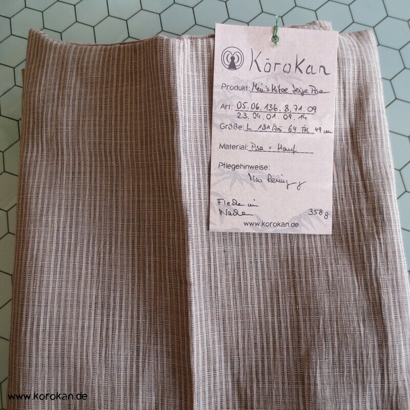 heller Hanfstreifen Hitoe ungefütterter Kimono