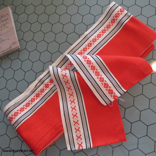 Datejime Kimono Bindeband - rot mit Hakata Streifen