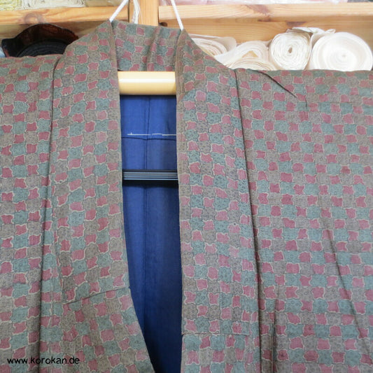 japanischer Hausmantel - Seide, gepolsterter Komon Kimono für Männer